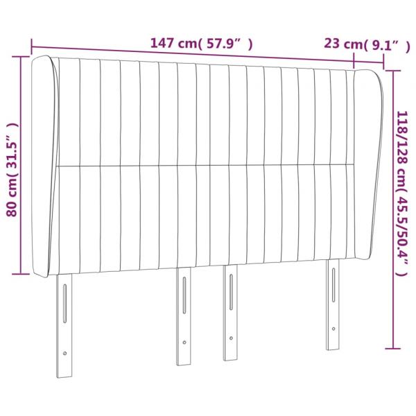 Kopfteil mit Ohren Schwarz 147x23x118/128 cm Samt