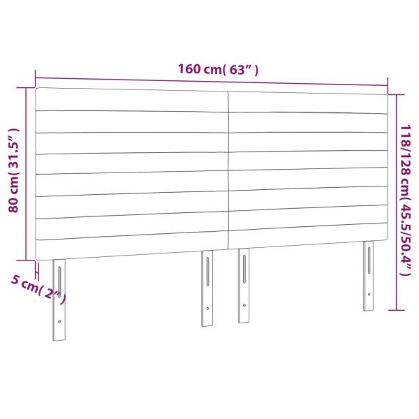 LED Kopfteil Taupe 160x5x118/128 cm Stoff