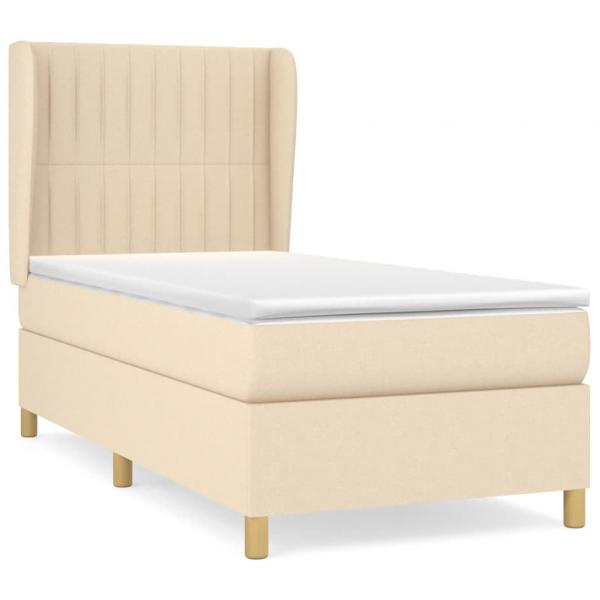 Boxspringbett mit Matratze Creme 100x200 cm Stoff