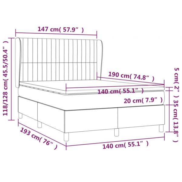 Boxspringbett mit Matratze Dunkelblau 140x190 cm Samt