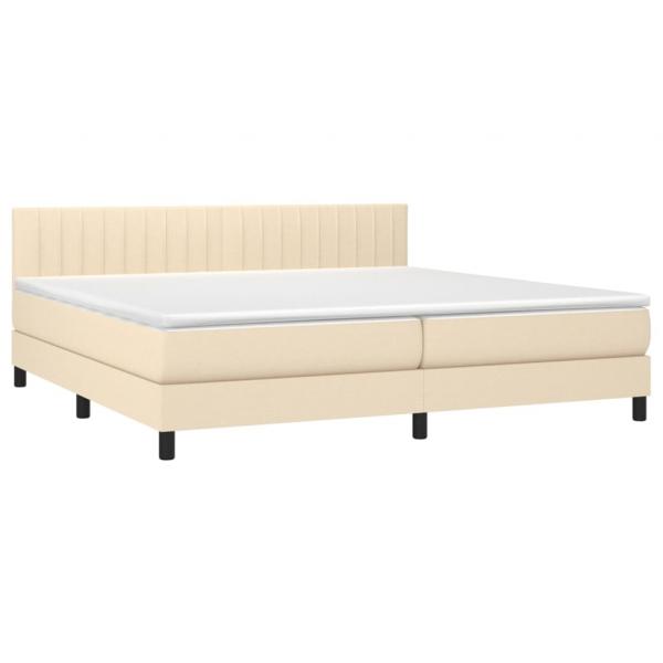 Boxspringbett mit Matratze & LED Creme 200x200 cm Stoff