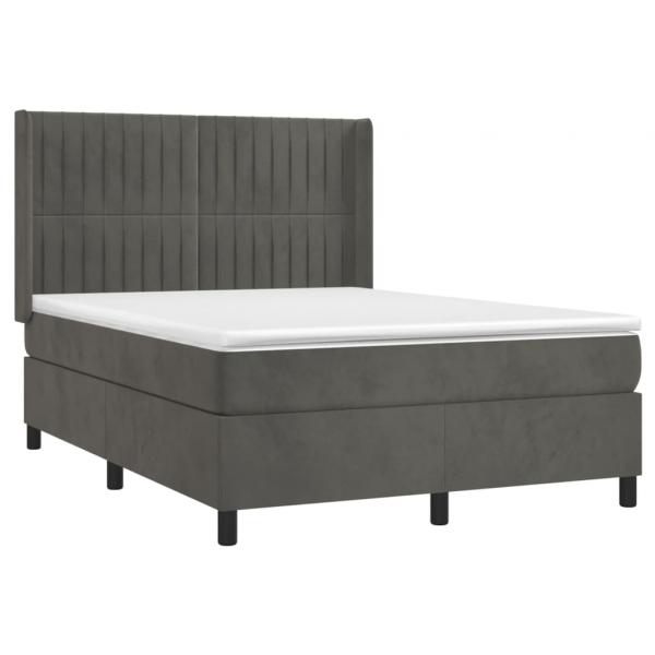 Boxspringbett mit Matratze Dunkelgrau 140x190 cm Samt