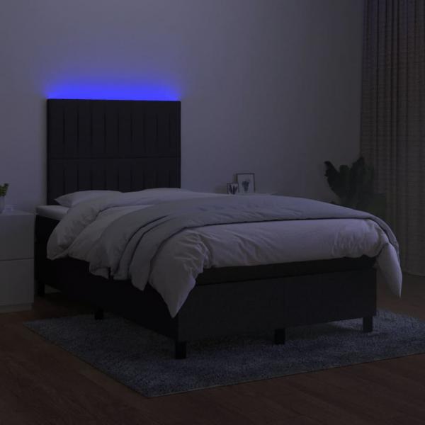 Boxspringbett mit Matratze & LED Schwarz 120x200 cm Stoff