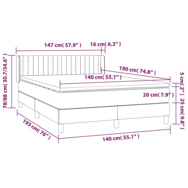 Boxspringbett mit Matratze Dunkelblau 140x190 cm Samt