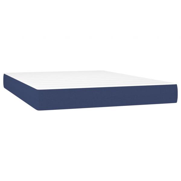 Boxspringbett mit Matratze & LED Blau 140x200 cm Stoff