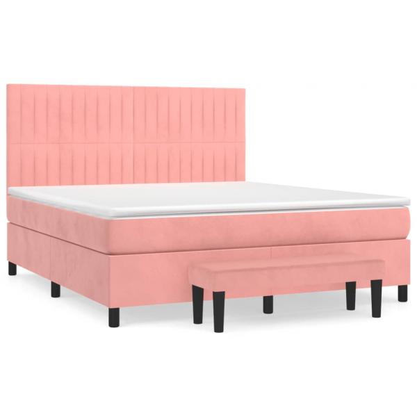 Boxspringbett mit Matratze Rosa 180x200 cm Samt