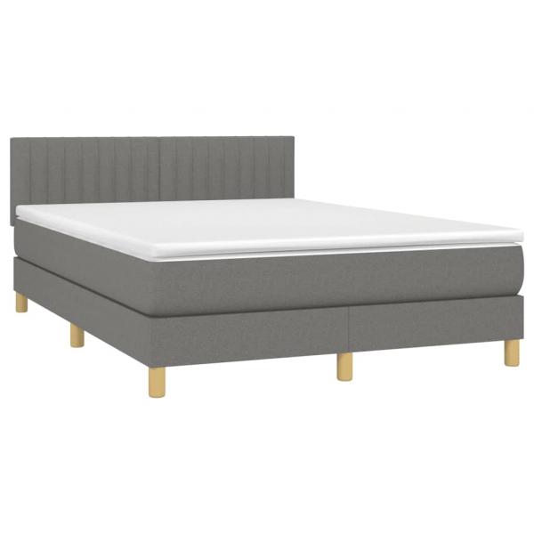 Boxspringbett mit Matratze Dunkelgrau 140x190 cm Stoff