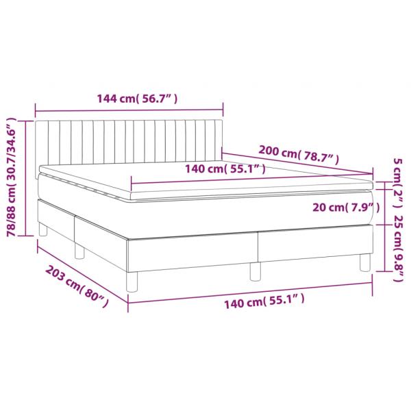 Boxspringbett mit Matratze Rosa 140x200 cm Samt