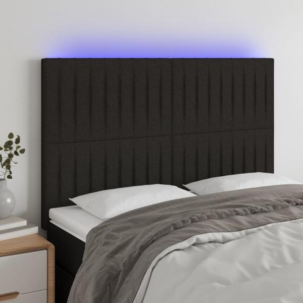 ARDEBO.de - LED Kopfteil Schwarz 144x5x118/128 cm Stoff