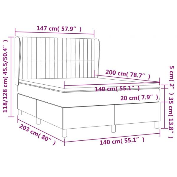 Boxspringbett mit Matratze Dunkelblau 140x200 cm Samt