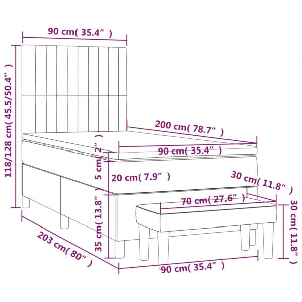 Boxspringbett mit Matratze Taupe 90x200 cm Stoff