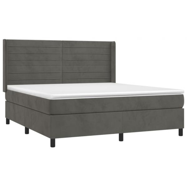 Boxspringbett mit Matratze & LED Dunkelgrau 160x200 cm Samt