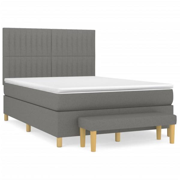 Boxspringbett mit Matratze Dunkelgrau 140x200 cm Stoff