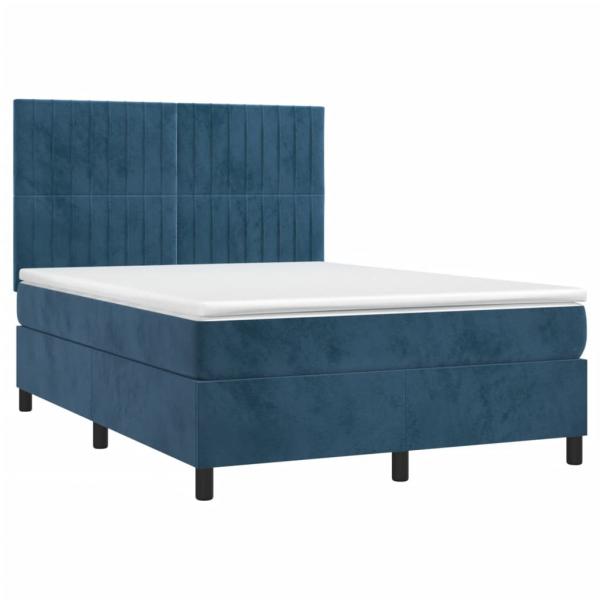 Boxspringbett mit Matratze Dunkelblau 140x190 cm Samt