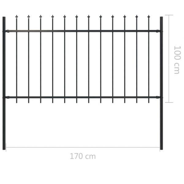 Gartenzaun mit Speerspitzen Stahl 1,7 x 1 m Schwarz