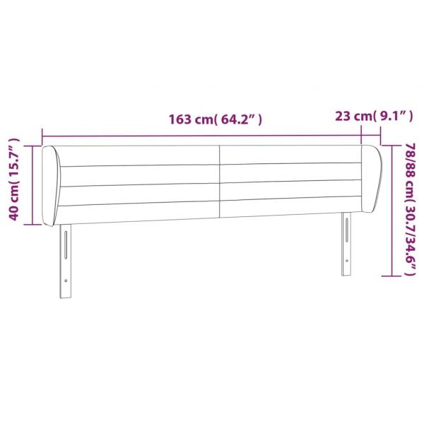 Kopfteil mit Ohren Dunkelgrau 163x23x78/88 cm Samt 