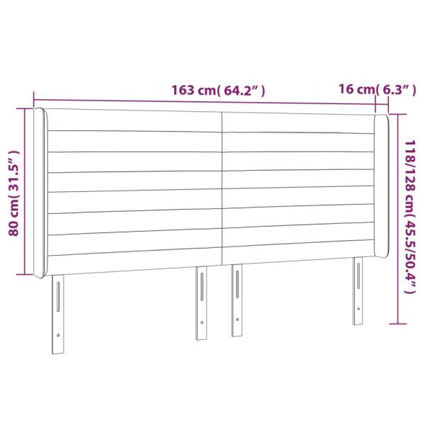 Kopfteil mit Ohren Dunkelgrau 163x16x118/128 cm Samt