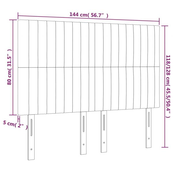 LED Kopfteil Dunkelgrau 144x5x118/128 cm Samt