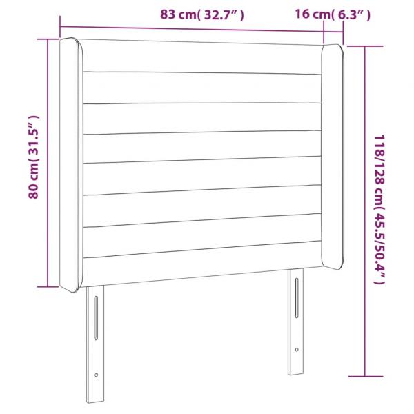 LED Kopfteil Creme 83x16x118/128 cm Stoff