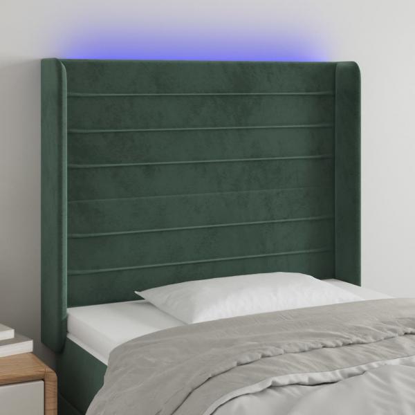 ARDEBO.de - LED Kopfteil Dunkelgrün 83x16x118/128 cm Samt