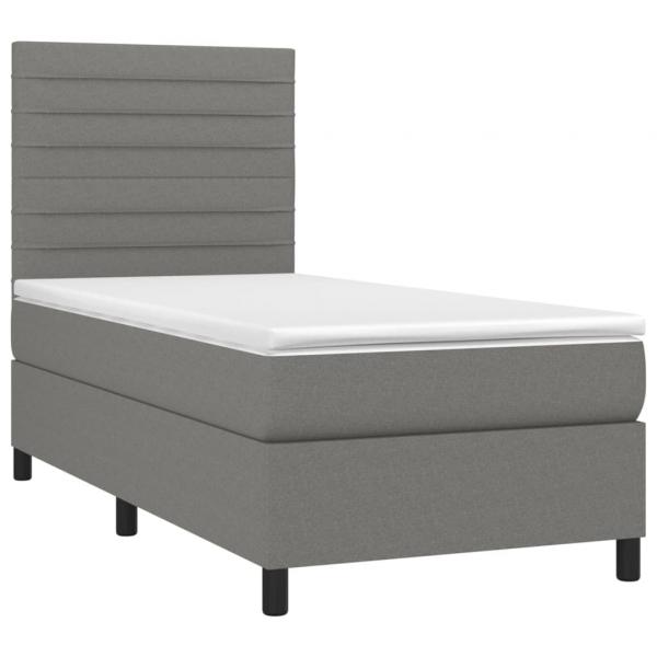 Boxspringbett mit Matratze & LED Dunkelgrau 80x200 cm Stoff