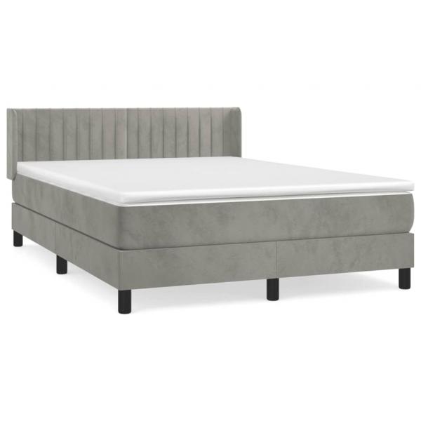 Boxspringbett mit Matratze Hellgrau 140x190 cm Samt