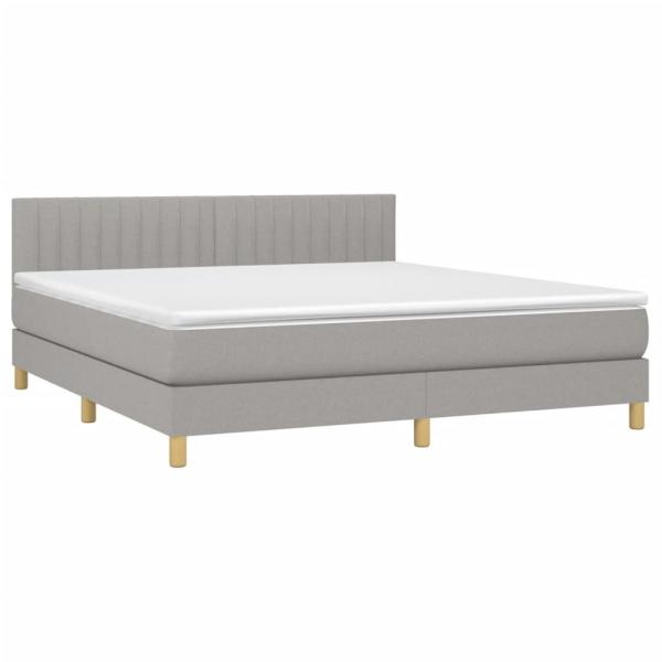 Boxspringbett mit Matratze & LED Hellgrau 160x200 cm Stoff