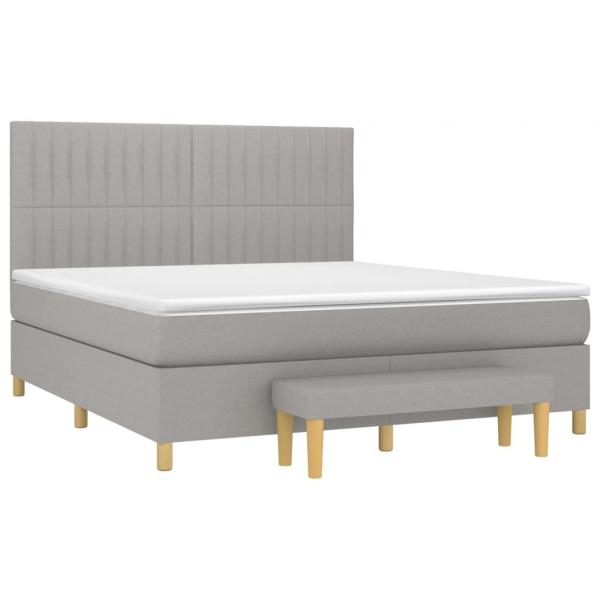 Boxspringbett mit Matratze Hellgrau 160x200 cm Stoff