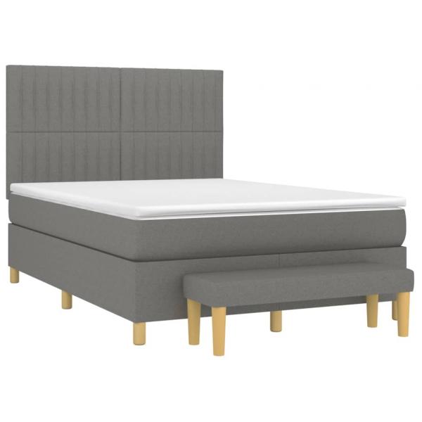 Boxspringbett mit Matratze Dunkelgrau 140x190 cm Stoff