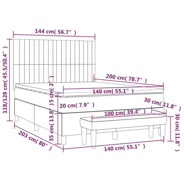 Boxspringbett mit Matratze Dunkelgrau 140x200 cm Samt