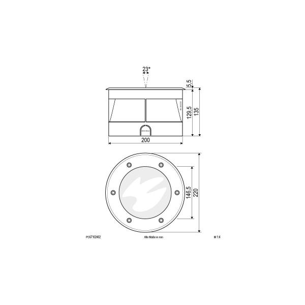 EVN P-LED Bodeneinbauleuchte rund, 24W, 1465lm, 3000K, edelstahl (PC67102402)