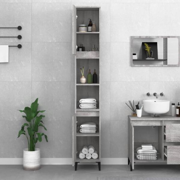 Badschrank Grau Sonoma 30x30x190 cm Holzwerkstoff