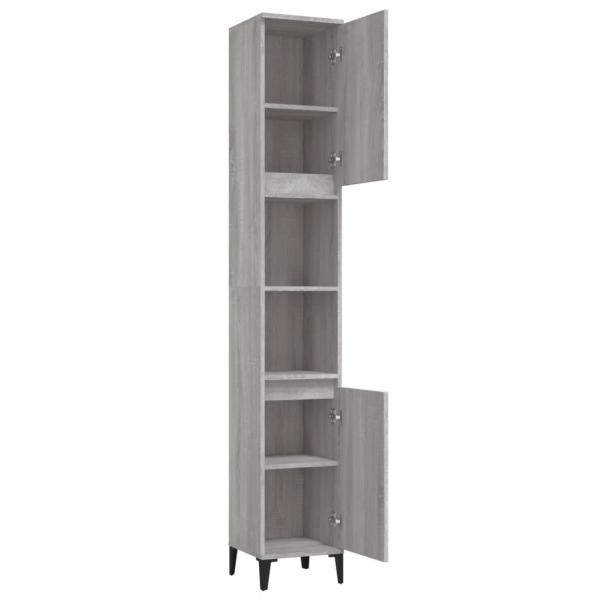 Badschrank Grau Sonoma 30x30x190 cm Holzwerkstoff