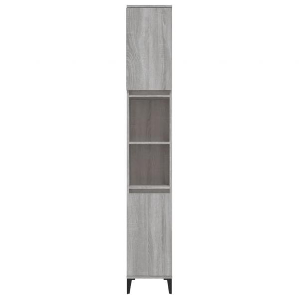 Badschrank Grau Sonoma 30x30x190 cm Holzwerkstoff