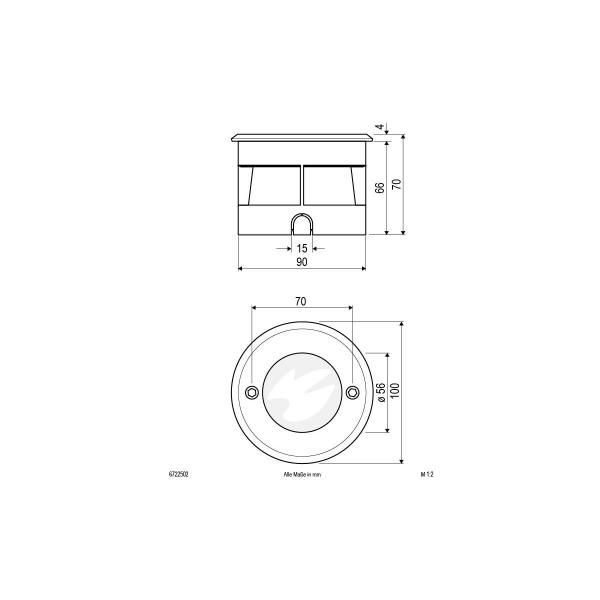 EVN LED Bodeneinbauleuchte - rund - EDS / Alu IP67 - 100-240V, 2,5W, 90lm, 3000K, edelstahl (6722502)