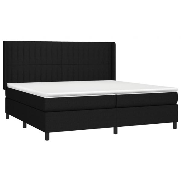 Boxspringbett mit Matratze & LED Schwarz 200x200 cm Stoff