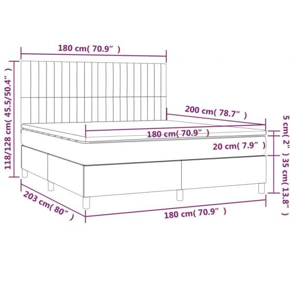 Boxspringbett mit Matratze Taupe 180x200 cm Stoff