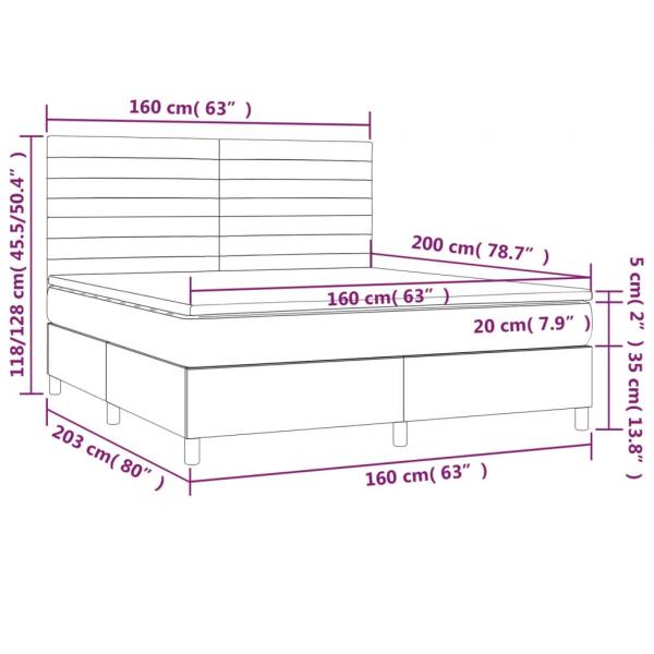 Boxspringbett mit Matratze Taupe 160x200 cm Stoff