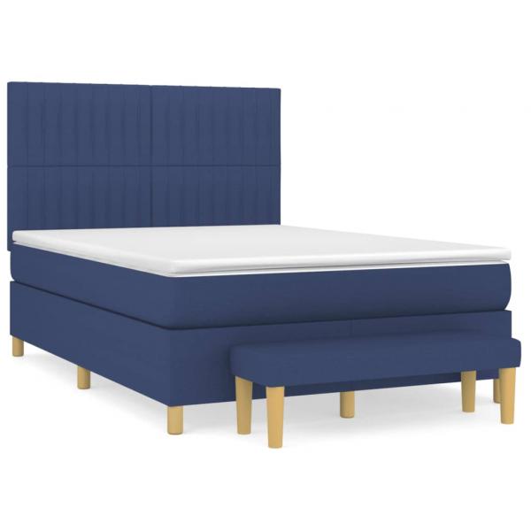 Boxspringbett mit Matratze Blau 140x200 cm Stoff