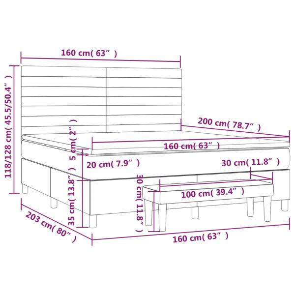 Boxspringbett mit Matratze Blau 160x200 cm Stoff