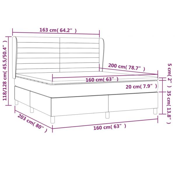 Boxspringbett mit Matratze Taupe 160x200 cm Stoff