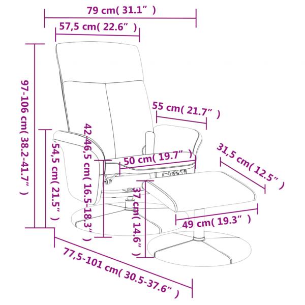 Massagesessel mit Fußhocker Dunkelgrau Stoff