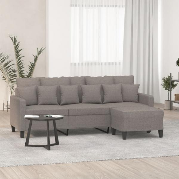 ARDEBO.de - 3-Sitzer-Sofa mit Hocker Taupe 180 cm Stoff