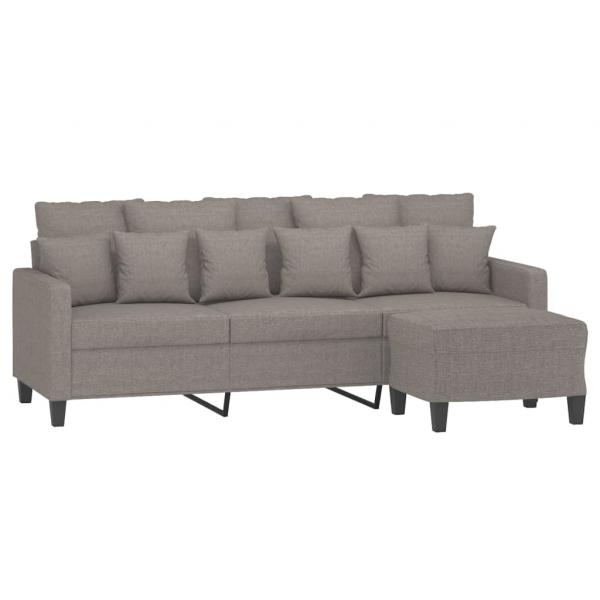 3-Sitzer-Sofa mit Hocker Taupe 180 cm Stoff