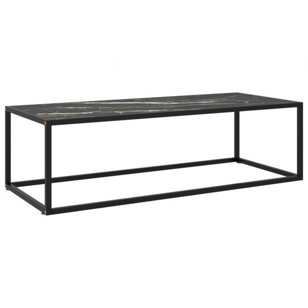 ARDEBO.de - Couchtisch Schwarz mit Schwarzem Glas in Marmor-Optik 120x50x35