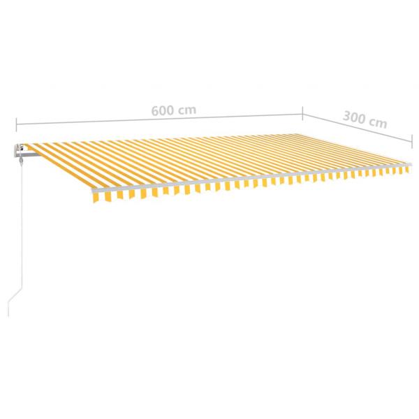 Automatische Markise mit LED & Windsensor 6x3 m Gelb & Weiß