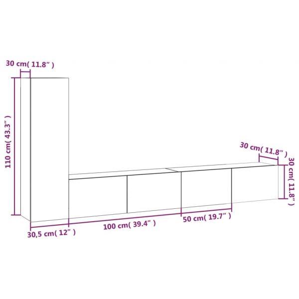 3-tlg. TV-Schrank-Set Grau Sonoma Holzwerkstoff