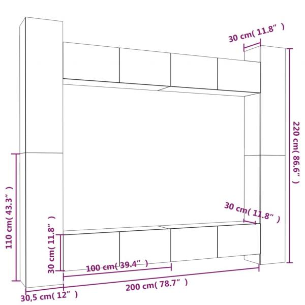 8-tlg. TV-Schrank-Set Grau Sonoma Holzwerkstoff