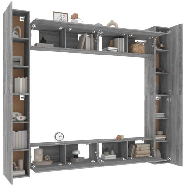 8-tlg. TV-Schrank-Set Grau Sonoma Holzwerkstoff