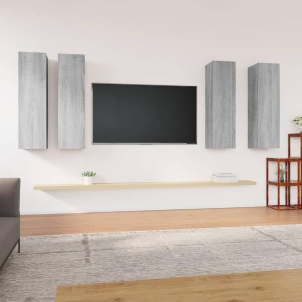 ARDEBO.de - TV-Schränke 4 Stk. Grau Sonoma 30,5x30x110 cm Holzwerkstoff